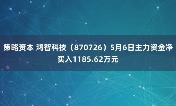 策略资本 鸿智科技（870726）5月6日主力资金净买入1185.62万元